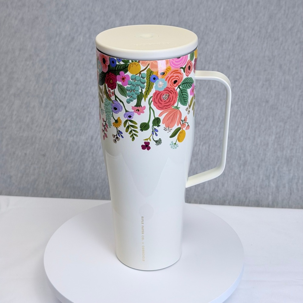 Rifle Paper Co x Corkcicle Cold Cup XL 30oz Garden Party Floral Tumbler Mug Lid